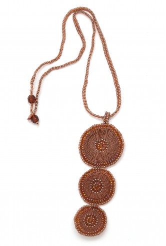 Triple Leather Rondelle Necklace Triple Leather Rondelle Necklace